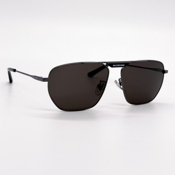 NEW BALENCIAGA BB0298SA 001 AVIATOR BLACK  METAL UNISEX SUNGLASSES BALENCIAGA - Picture 5 of 9